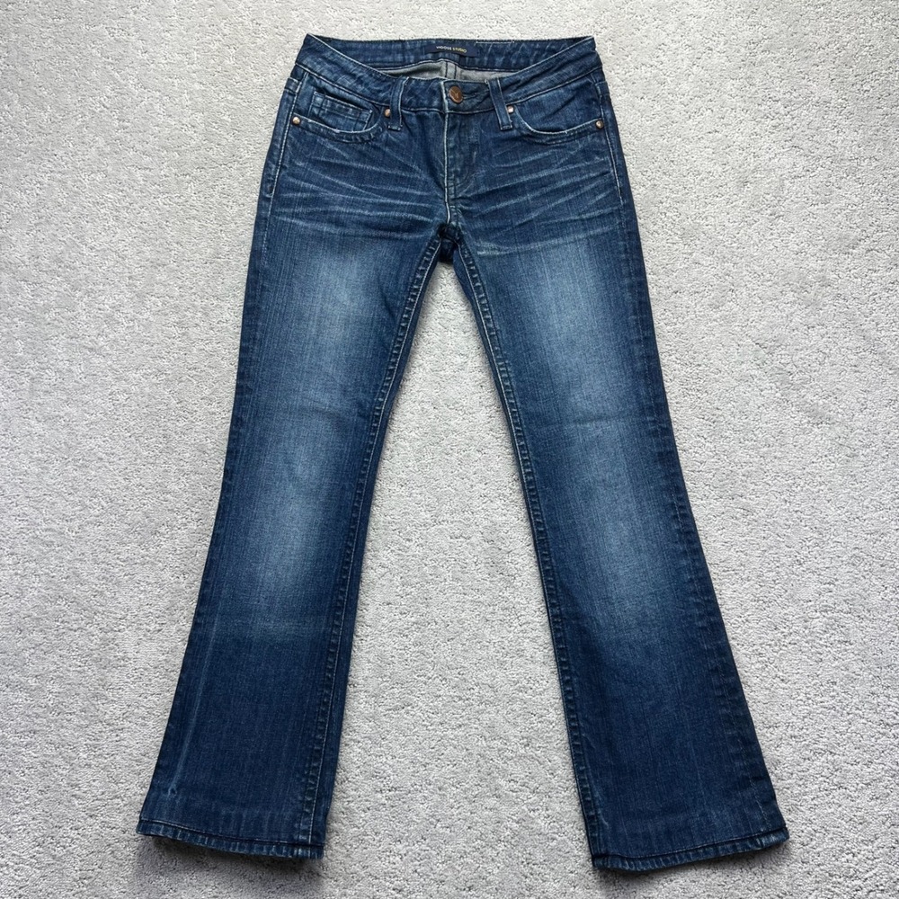 Vigoss Studio Jeans Womens Size 3/4 27 Blue Dark Wash Low Rise Bootcut Stretch